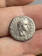 RARE 69 AD Denarius Galba Roman Empire Spanish Tarraco Mint Ancient Silver Old