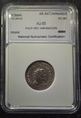 🔥 Philip I, Roman Empire AR Denarius, (244-249 AD) RIC-25c AU-55 Silver Sharp