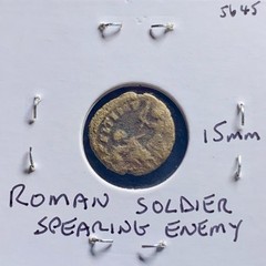 Ancient Roman Coin 348-350 AD Constantius II Battle Scene Fallen Soldier Reverse