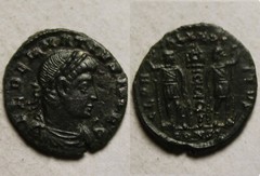Rare genuine ancient Roman coin Delmatius 336AD Legion Soldiers spears standard
