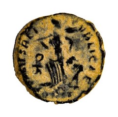 Certified Authentic Roman Coin Arcadius Salus Reipublicae Victory Christogram