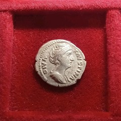 Diva Faustina Senior, died 140/1. AR Denarius struck under Pius Throne & scepter