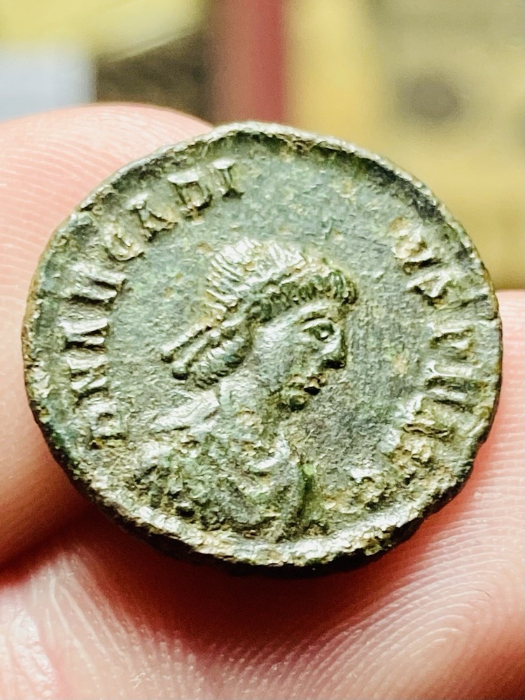 Arcadius AE Nummus Siscia AD 384-387, GLORIA ROMANORVM, EXTREMELY RARE, ☧, AVG,F