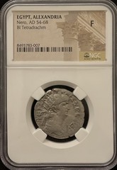 Egypt Alexandria Nero 54-68 AD BI Tetradrachm Billon NGC Fine Rome Empire Era