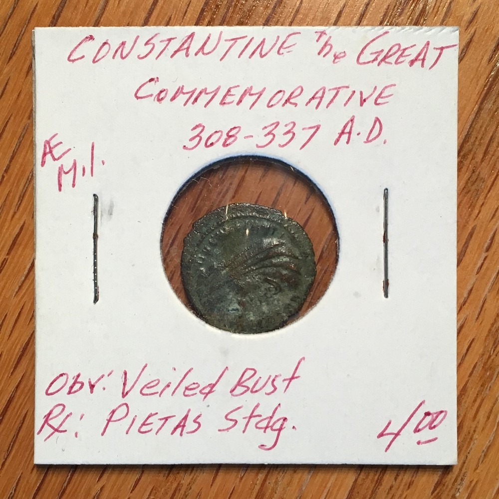 308-337 AD AE Mil Constantine the Great Commemorative Veiled Bust #G313