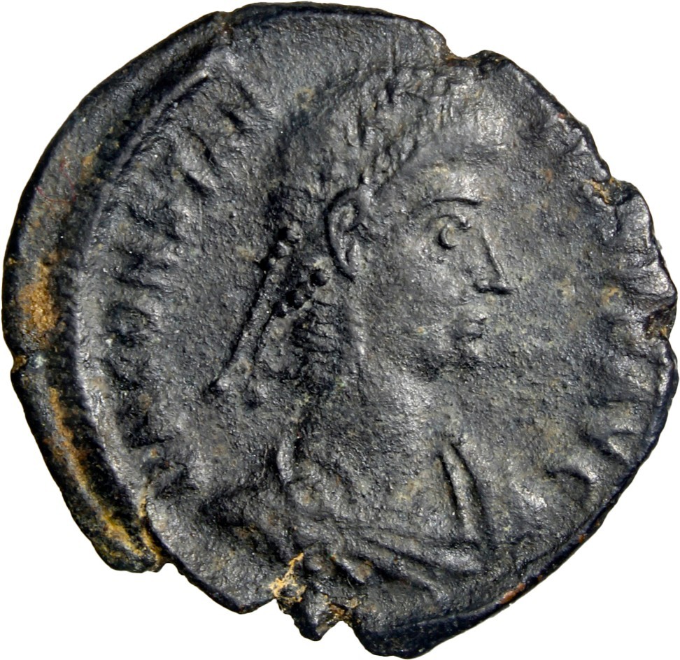 Constantius II AE Follis Cyzicus Fallen Horseman SMKA RIC 104 Good VF Green Pati