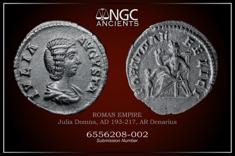 JULIJA DOMNA NGC XF ROMAN COINS, AD 193-217. AR Denarius. A937