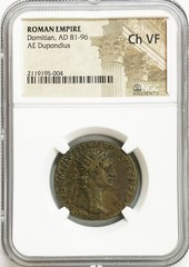 81-96 AD ROMAN EMPIRE DOMITIAN AE DUPONDIUS FORTUNA COIN NGC CHOICE VF ROME MINT
