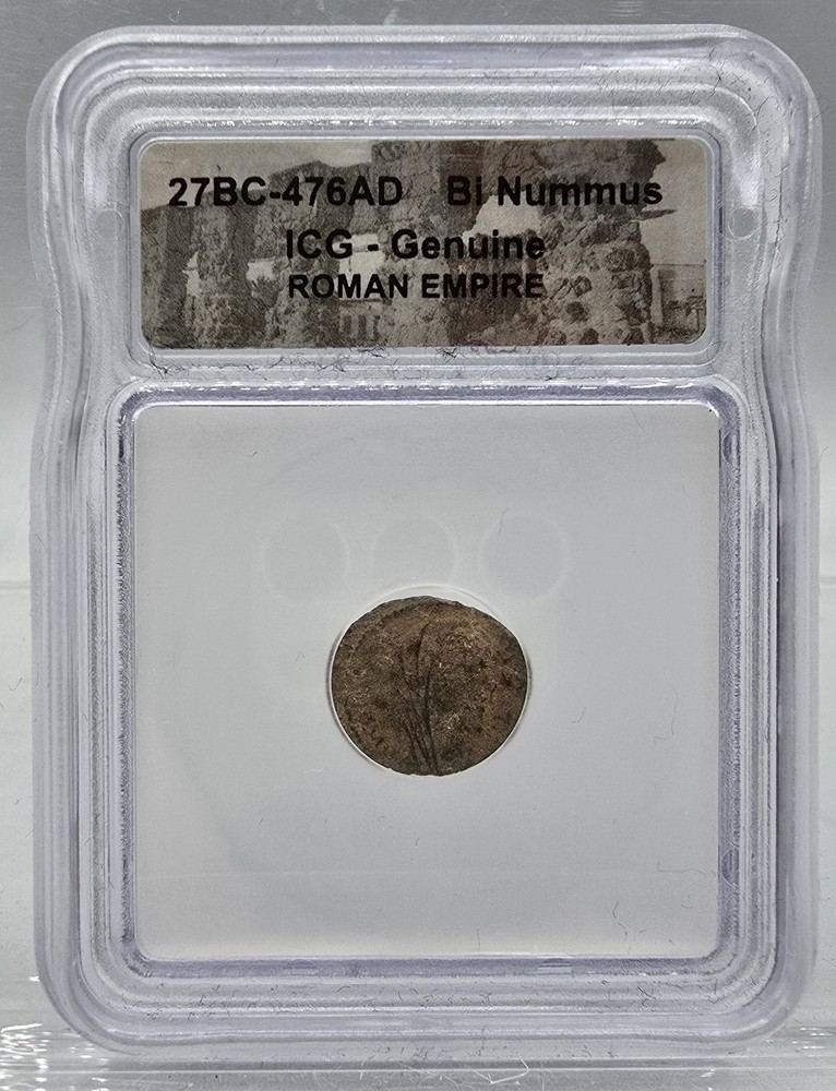 27BC-476AD Bi Nummus Roman Empire Coin ICG Genuine Authenticated Certified Slab