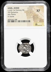 CELTIC GAUL, Aedui. 1st Century BC. Silver Quinarius, Horse, NGC XF