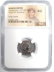 Constantine I Roman Empire BI Nummus AE3/4 NGC AU Ancient Epfig Hoard The Great