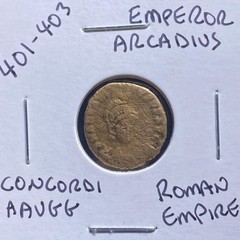 Constantinopolis Seated Roman Coin Ancient Emperor Arcadius 401-403AD Concordi