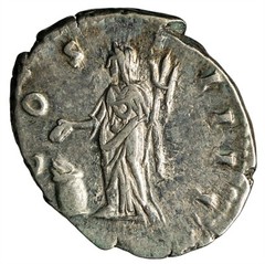 Ancients. Antoninus Pius 138-161 AD AR Denarius 3.22 gr., 19 mm, Vesta
