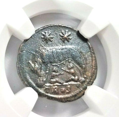 She-Wolf Twins Constantine NGC Ch XF Roman Empire Nummus Remus Epfig Hoard