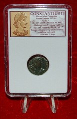 Ancient Roman Empire Coin CONSTANTIUS II Roman Soldier Spearing Fallen Horseman