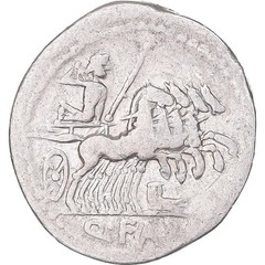 [#1170800] Coin, Fabia, Denarius, 124 BC, Rome, VF(30-35), Silver, Crawford:273/