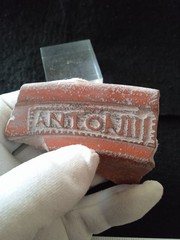 Superb and very rare roman fragment of terra sigillata , countemark ANTONII