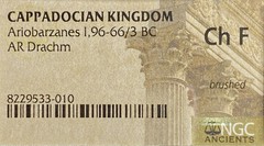 Cappadocian Kingdom 96BC-63BC Ancient Drachm Coin NGC Graded Ariobarzanes I ChF