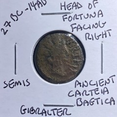 27BC-14AD Roman Coin Fortuna and Neptune Ancient City Carteia Reign of Augustus