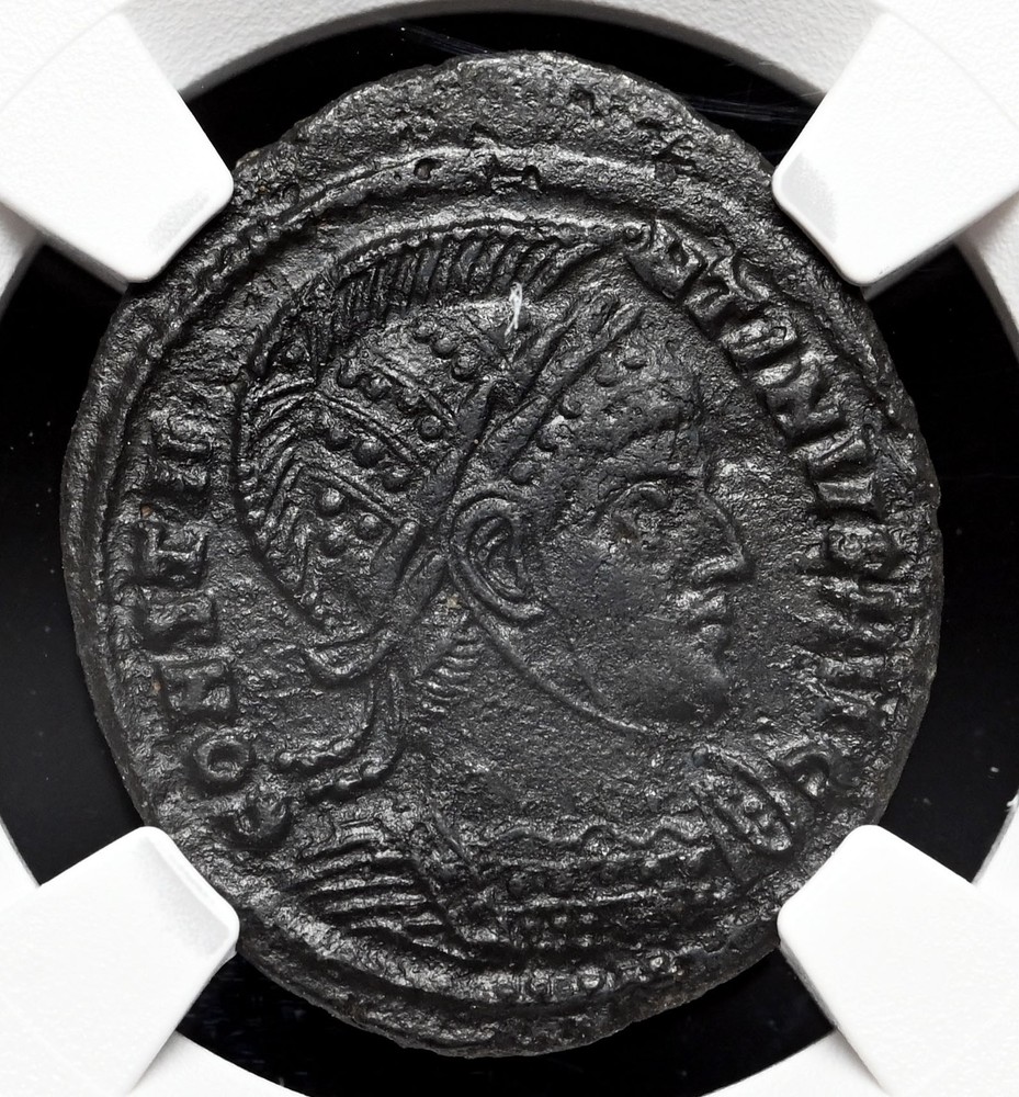 ROMAN EMPIRE. Constantine I. AD 307-337. Æ Follis, Rare Campgates type, NGC VF