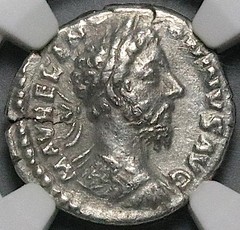 179 NGC Ch VF Marcus Aurelius Augustus Roman Empire Denarius Victory (26042305C)