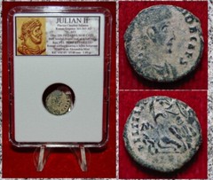 Ancient Roman Empire Coin JULIAN II Roman Soldier Spearing Horseman Alexandria