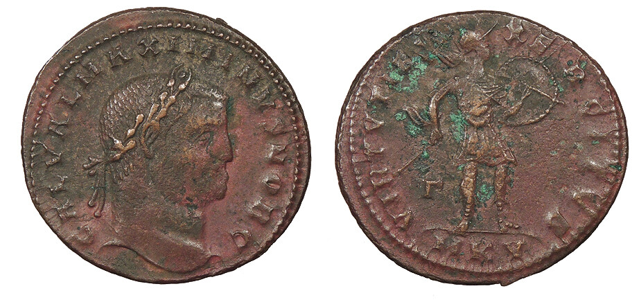 Maximinus II 309-313 A.D. Follis VF VIRTVTI E-XERCITVS #AC61764
