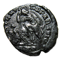 CONSTANTIUS II. 337-361 AD. AE 3. SOLDIER SPEARING HORSEMAN. ANTIOCH MINT.