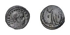 Licinius I. A.D. 308-324. Æ follis (20 mm, 3.64 g, 6 h). Rome, A.D. 314 Sol Roma