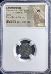 Roman SheWolf & Twins NGC Graded VF Ancient Coin Constantinian 330-340AD Genuine