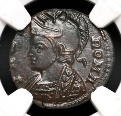 City Commemorative. AD 330-333. Æ, VRBS ROMA, Founding of Rome, NGC XF