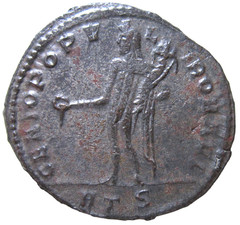 MAXIMIANUS. SILVERED FOLLIS. HERACLEA MINT, CIRCA 297-298 AD. GENIUS REVERSE.