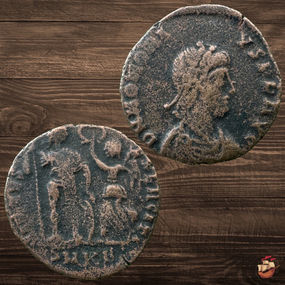 Late Roman coin – Follis Nummus – Honorius – VIRTVS EXERCITI Cyzicus #T57