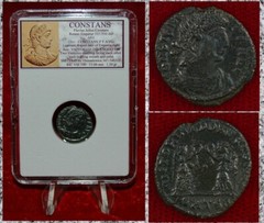 Ancient Roman Empire Coin CONSTANS Two Victories With Wreath Thessalonica Mint
