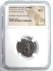 Victorinus Romano Gallic Empire NGC AU BI Double Denarius Ancient Roman Coin