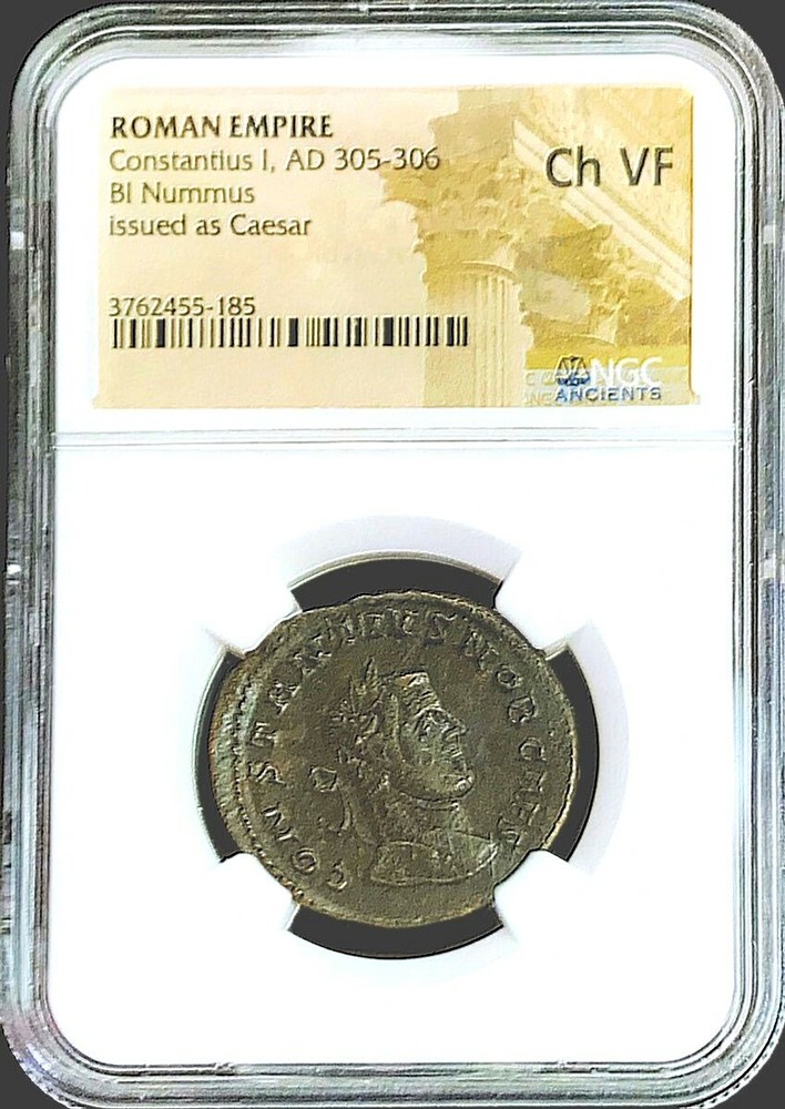 305 -306 AD ANCIENT ROME CONSTANTIUS LARGE 29 mm BI-NUMMUS NGC CHOICE VF