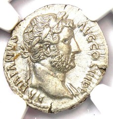 Hadrian AR Denarius Roman Silver Coin 117-138 AD – Certified NGC Choice AU