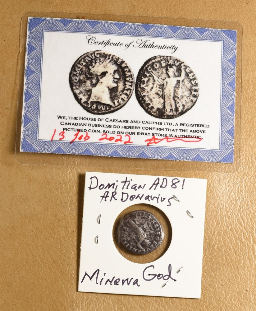 Ancient Roman Domitian CE 81 AR Denarius – Minerva God
