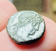 Constantius II AE Nummus Aquileia AD 337-340, GLORIA EXERCITVS, RARE OFFICINA,VG