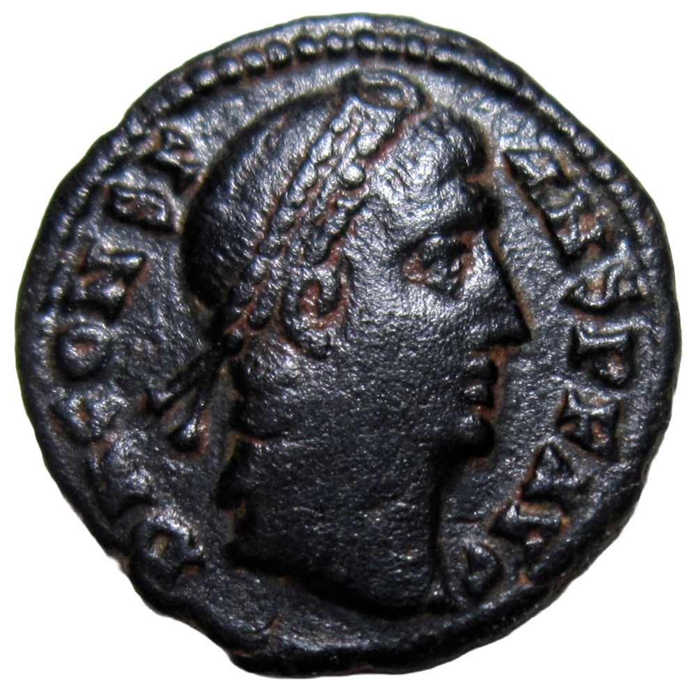 CONSTANS, 337-350 AD. AE SMALL FOLLIS. CYZICUS MINT. WREATH REVERSES.