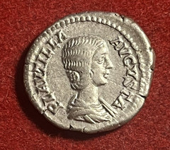 Plautilla AR Denarius RIC 369 Venus Cupid at Feet T11775
