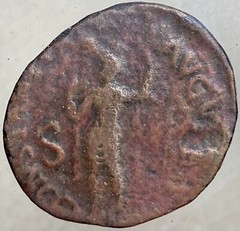 Ancient Rare Roman Coin 41-50 AD Emperor Claudius Constantia Standing As