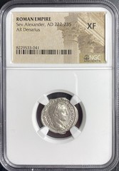 NGC Graded Emperor Severus Alexander 222-235 AD Ancient Silver Roman Denarius XF