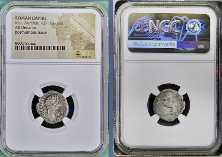 Emperor Marcus Aurelius Silver Denarius 161-180AD NGC Genuine Ancient Roman Coin