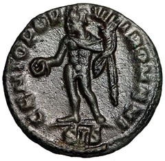 Severus II as Caesar Quarter Follis “Genius” About Extremely Fine
