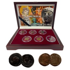 6 Different Bronze Coins of Constantine the Great Display Set- Roman AE2 AE3 AE4