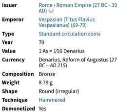 Roman Emperor Vespasian Genuine Ancient Coin 69AD-79AD Bronze As