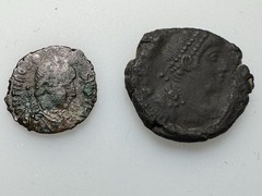 Lot of 2 Ancient Roman Imperial Bronze Follis 4th-5th century AD