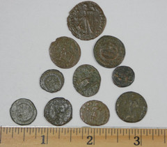 10 Different Ancient Roman Coins Circa Approx. 200 – 300 A.D.