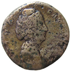 AE SESTERTIUS. DIVA FAUSTINA I DIED 141 AD. WIFE OF ANTONINUS PIUS. VESTA REV.